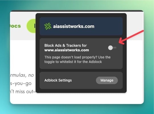Disable Adblocker Aiassistworks