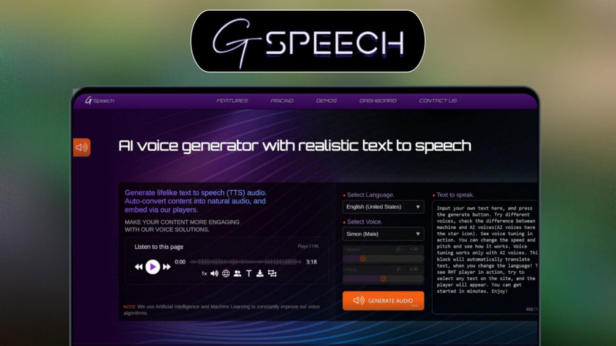 GSpeech Lifetime Deal 🎙️ Transform Text to Engaging Audio