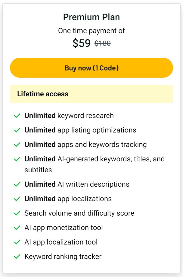 Asolift lifetime deal pricing