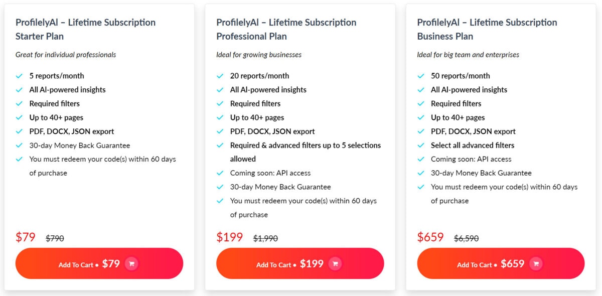 Profilelyal lifetime deal pricing