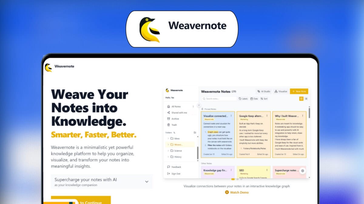 Weavernote lifetime deal image