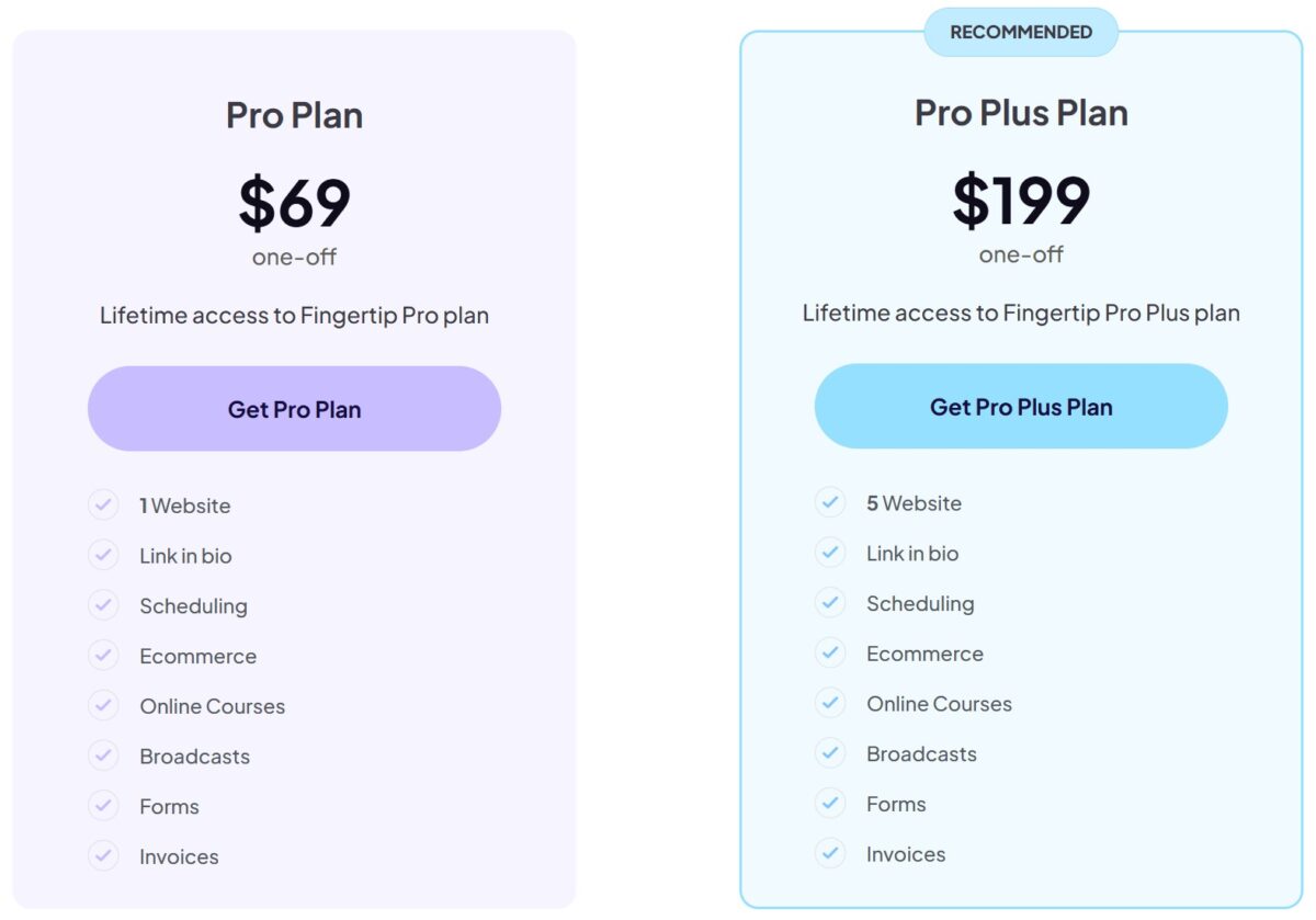 Fingertip lifetime deal pricing