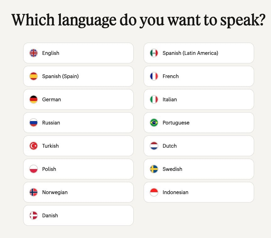 Babbel languages available