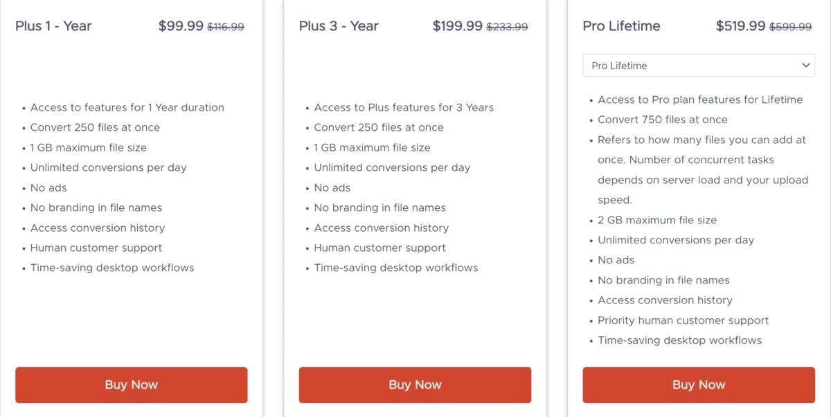 Mconverter pricing plans