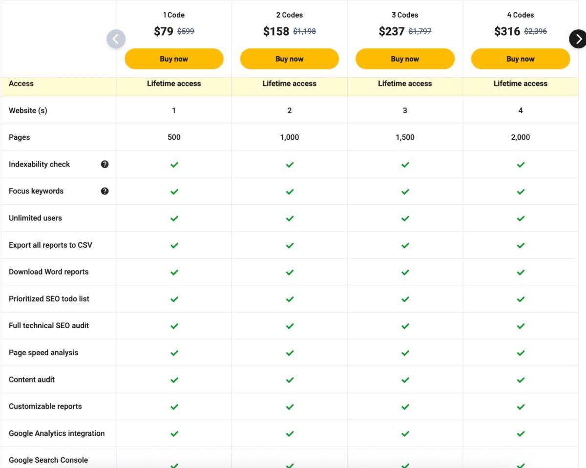 Siteguru pricing plans