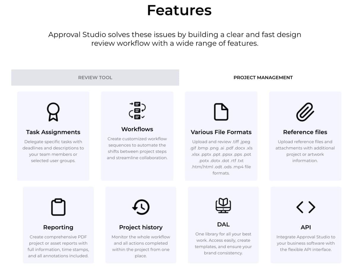 Approval studio features