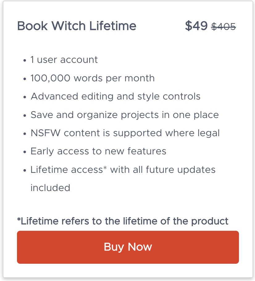 Bookwitch lifetime deal pricing