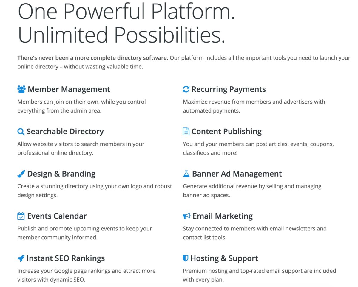 Brilliant directories features