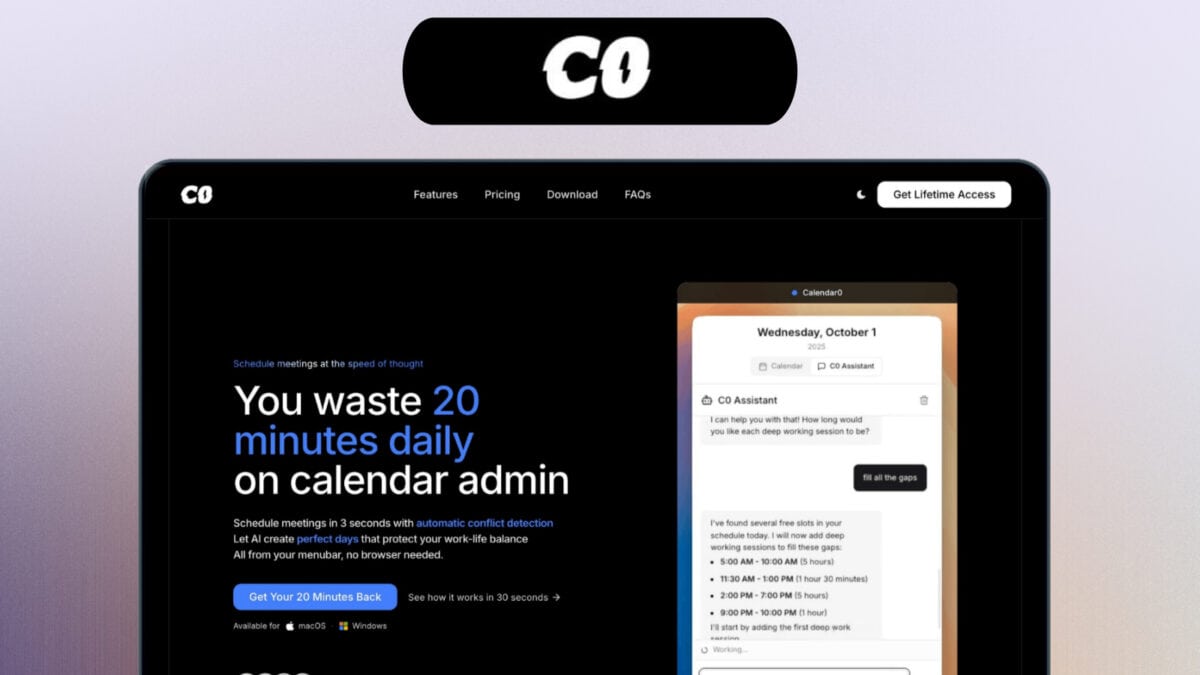 Calendar0 Lifetime Deal | AI-Powered Calendar