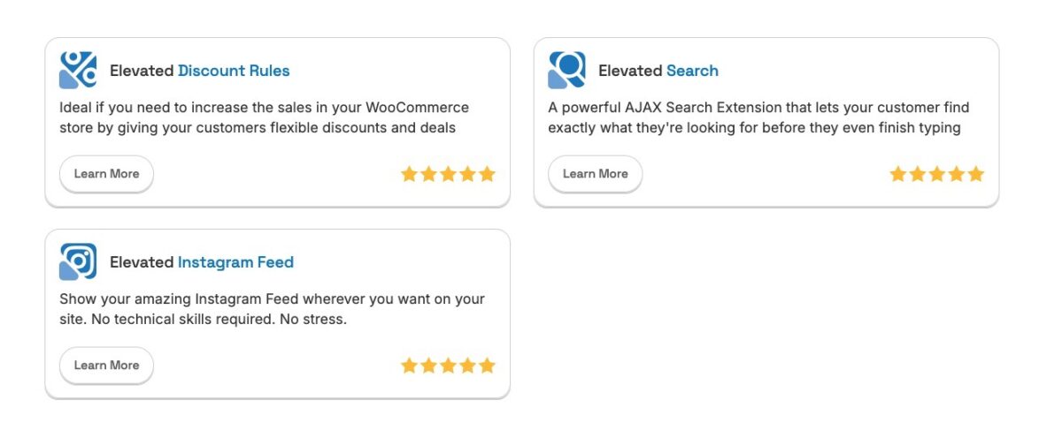 Currently available elevated extensions