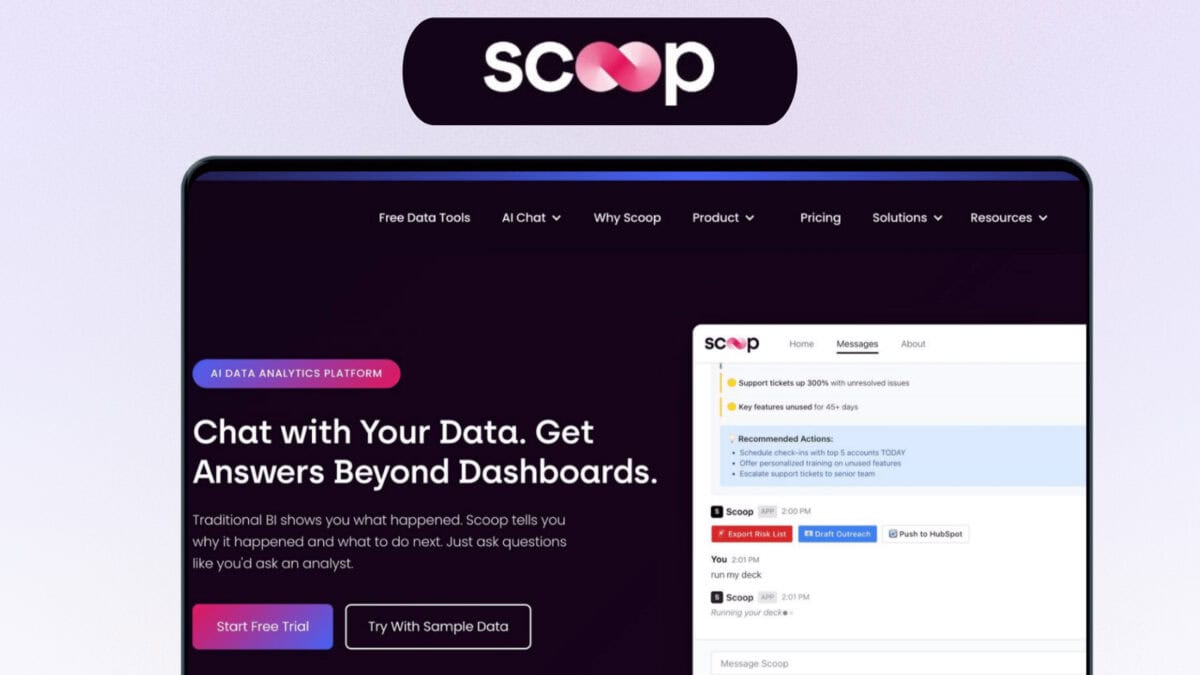 Scoop Analytics Lifetime Deal | Data Chat & Reports