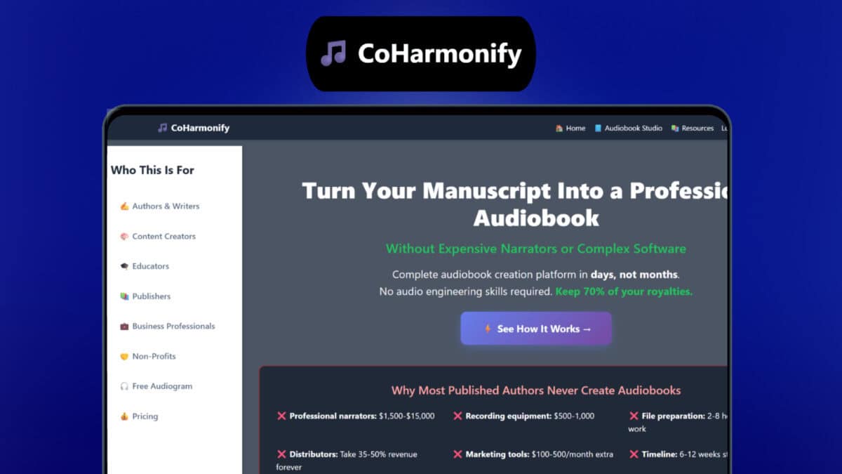 CoHarmonify Lifetime Deal – AI Audiobook Creator & Publishing Tool