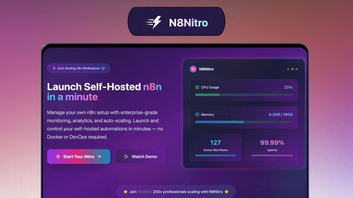 N8Nitro Lifetime Deal | One‑Click n8n Hosting
