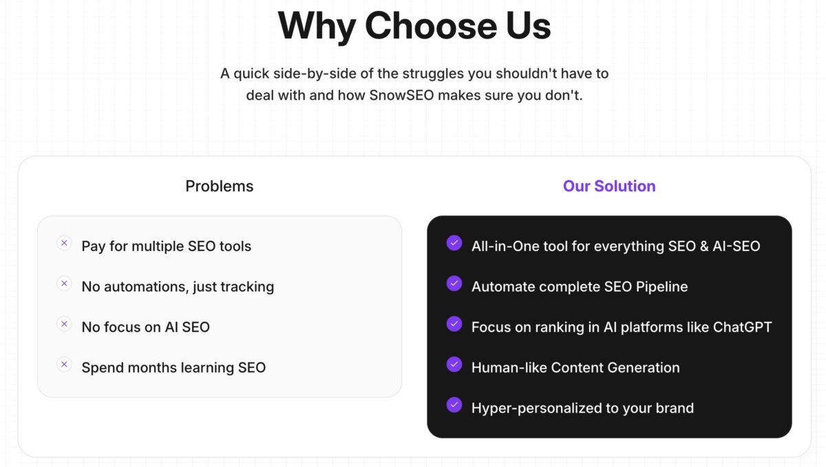 SnowSEO Advantages