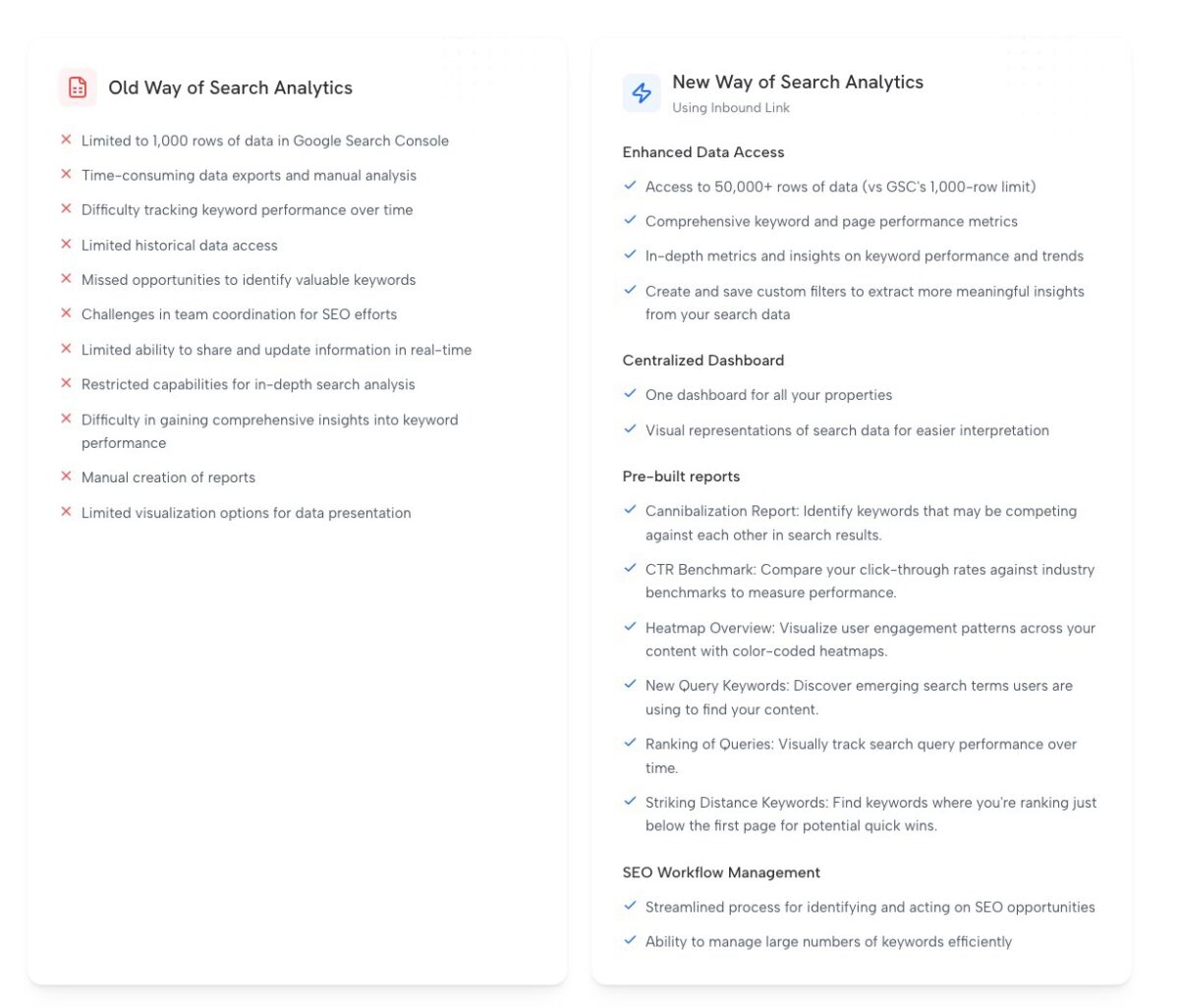 Old vs new ways of search console