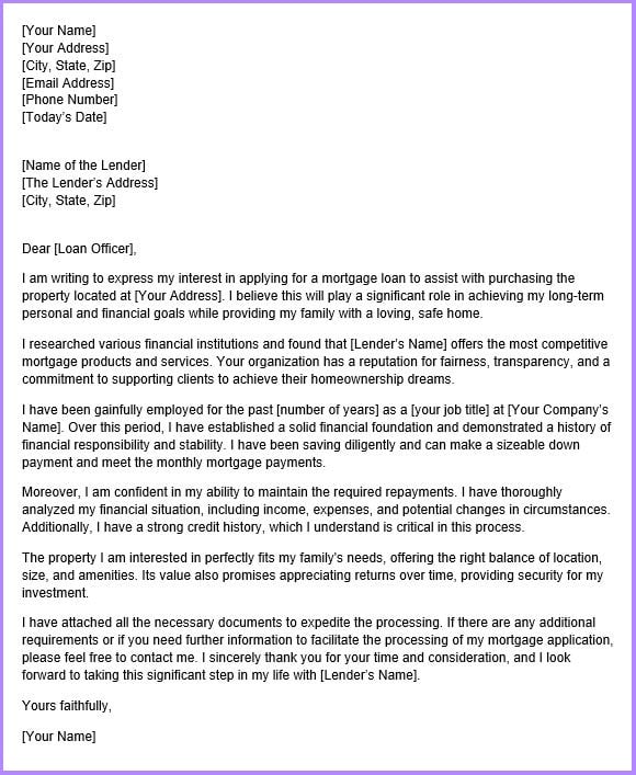 Motivation Letter for Home Loan Sample