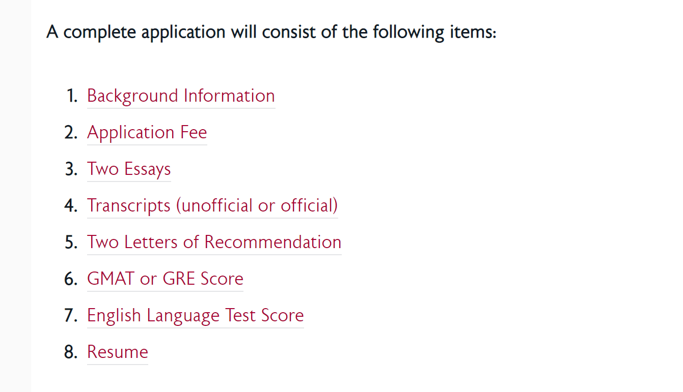 MBA requirements