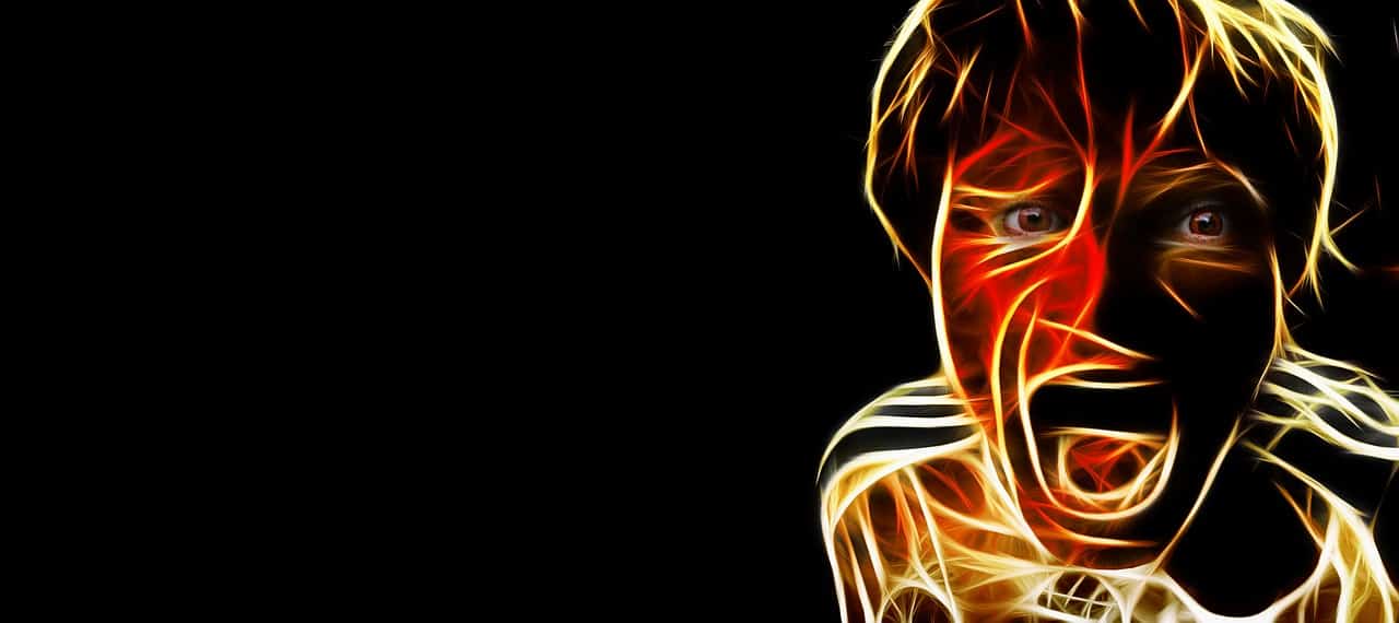 Wutkrampf: Ablenken, damit der Zorn nicht die Luft nimmt Schrei Person Gesicht Abstrakt Banner Header