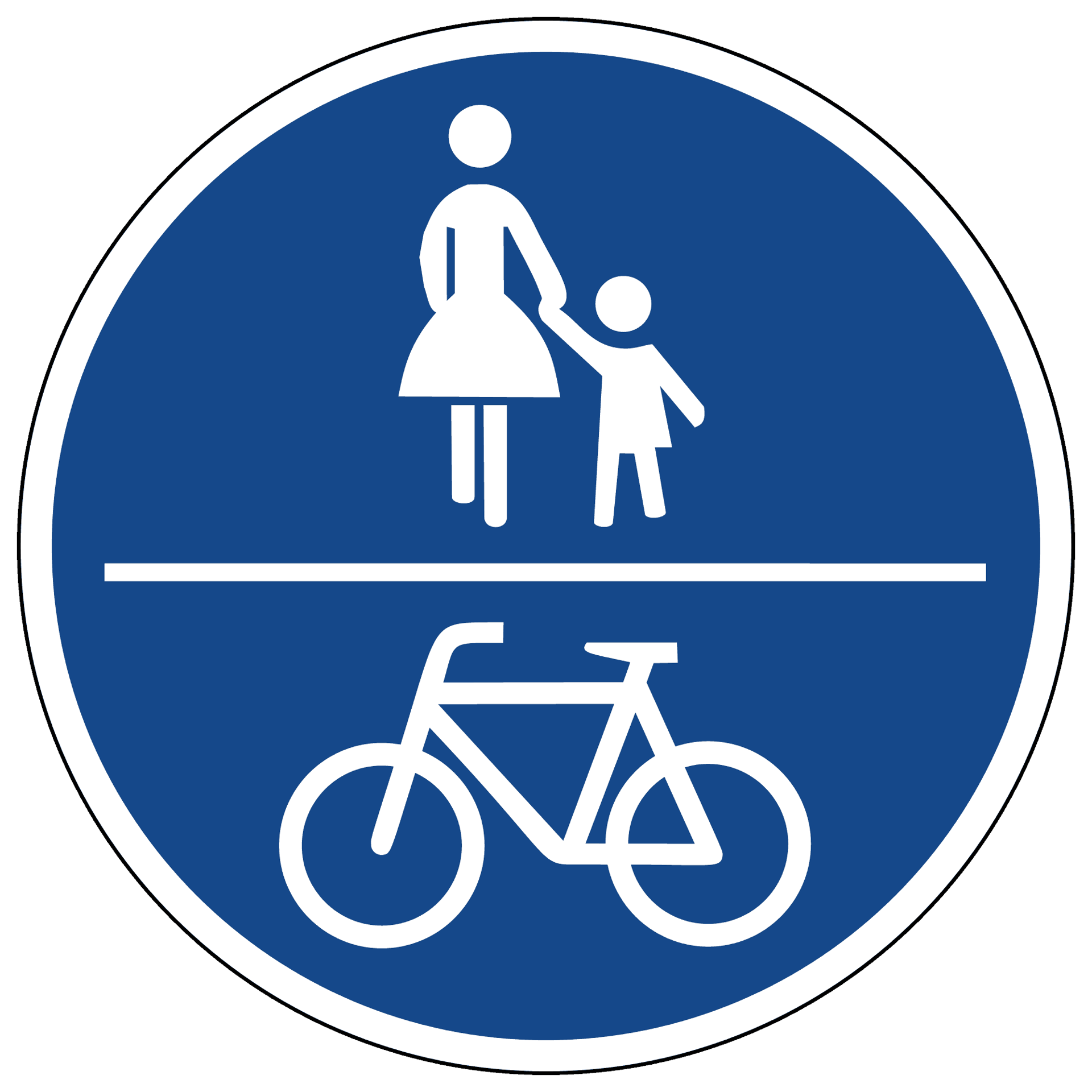 Gemeinsamer Geh-und Radweg Radler teilen sich den Weg mit den Fußgängern und müssen Rücksicht nehmen.