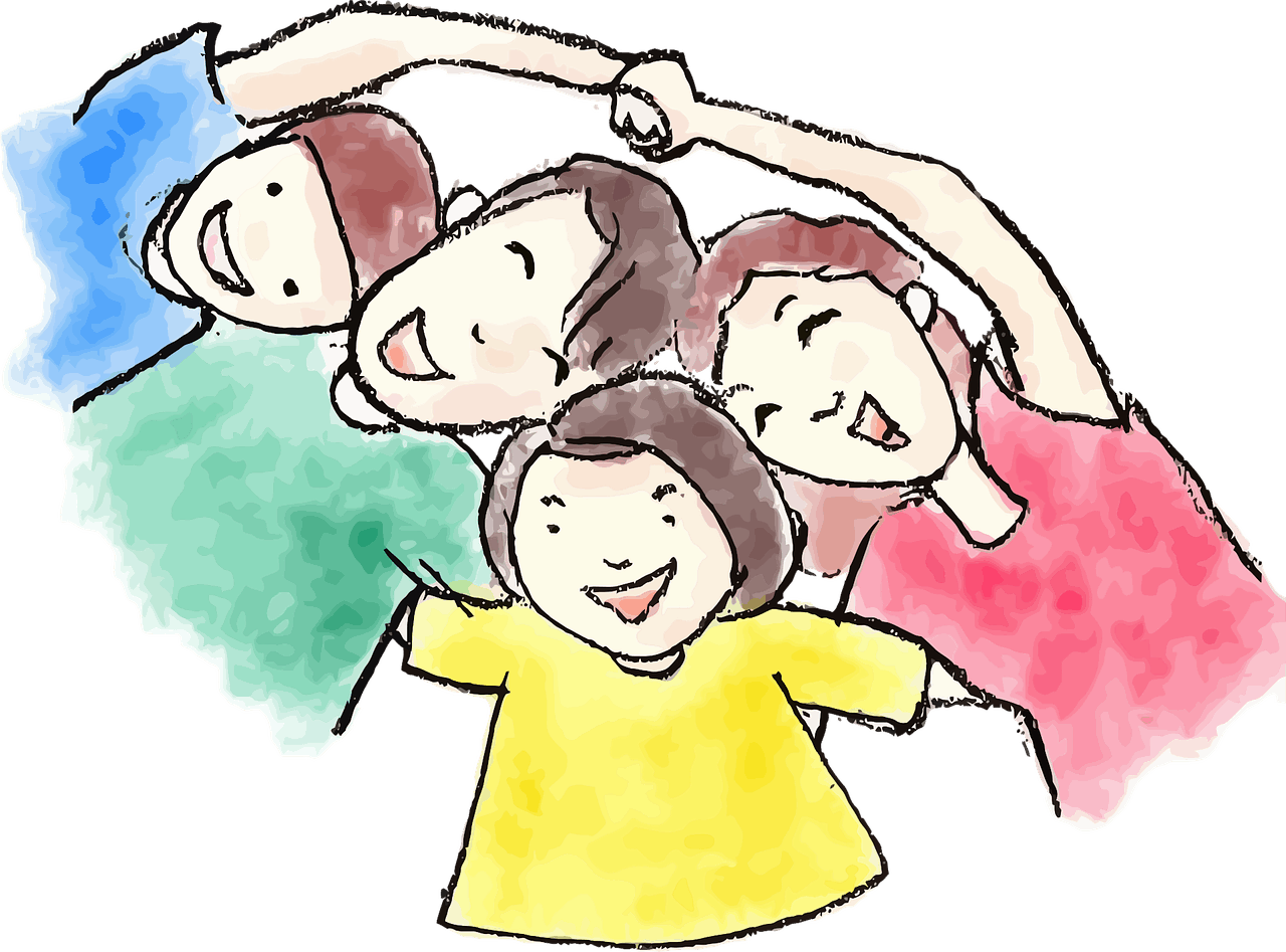 Heute ist der Internationale Tag der Familie Junge Kinder Comic-Figuren Vater Tochter Zeichnung