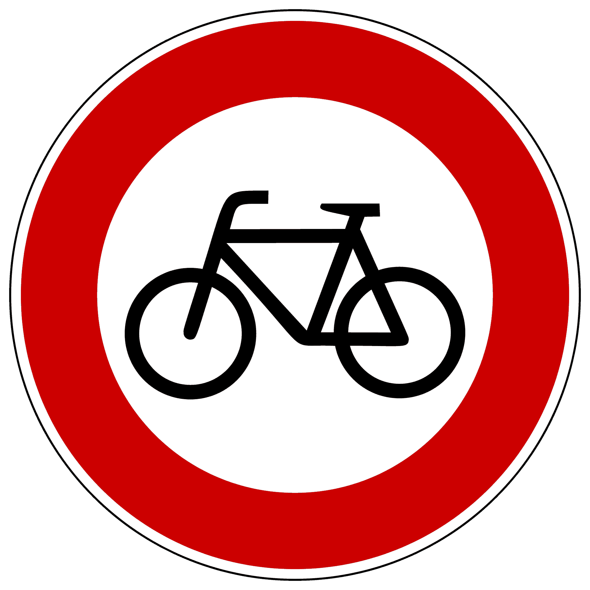 Verbot für Radverkehr Dieses Vorschriftzeichen heißt: Verbot für alle nicht-motorisierten Zweiräder. Das Schild findet man häufig in Fußgängerzonen oder in verkehrsberuhigten Zonen. Hier darf man als Radfahrer nicht hineinfahren. Zusatzschilder müssen beachtet werden.