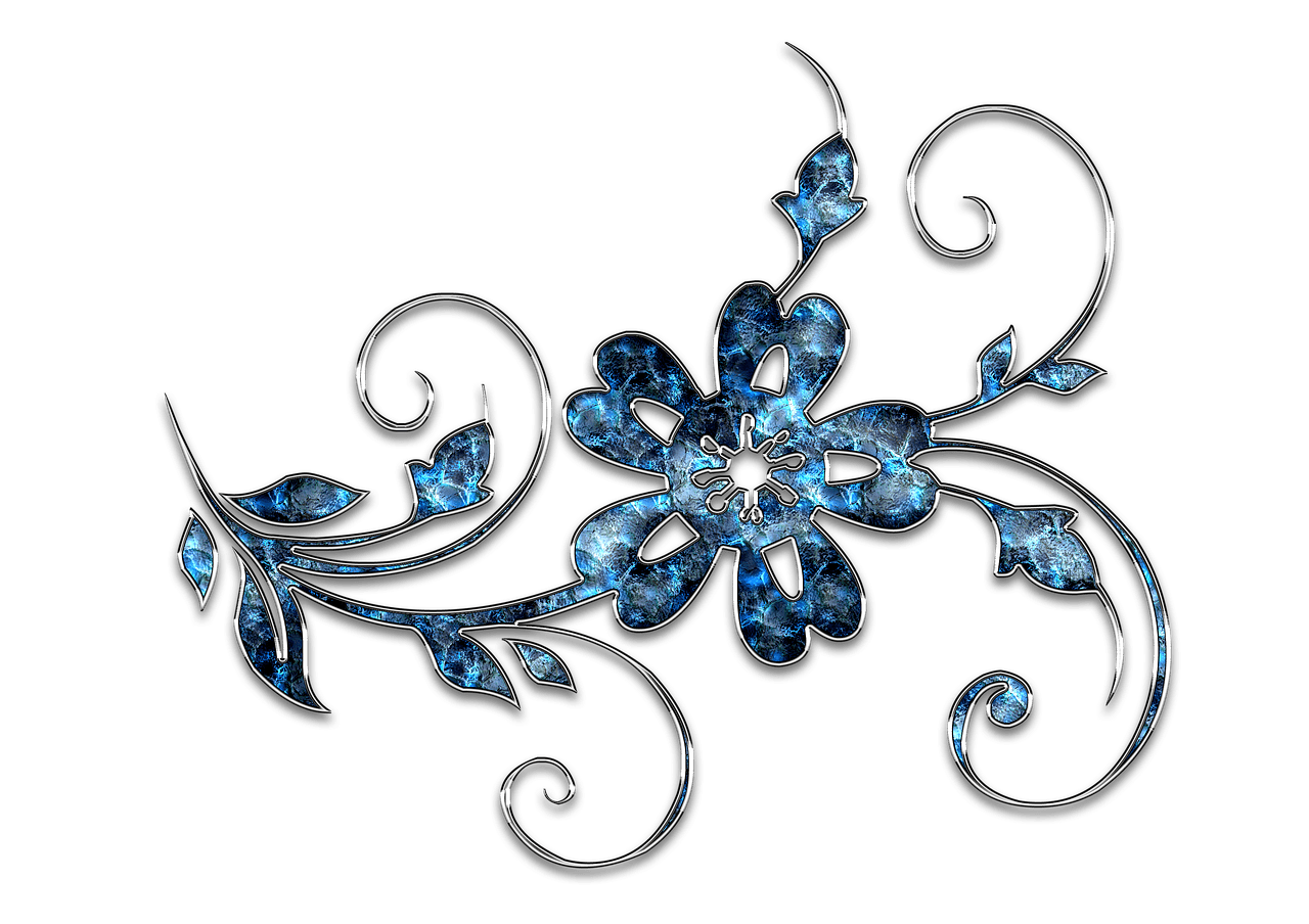 Beliebteste Vornamen in Österreich Dekor Ornament Schmuck Blume Blau Silber