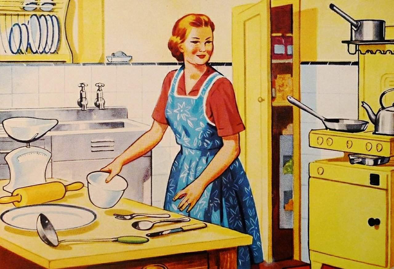 Muttertag – Warum wir unseren Müttern so dankbar sein sollten Retro Housewife Family Cooking Kitchen Wife Woman