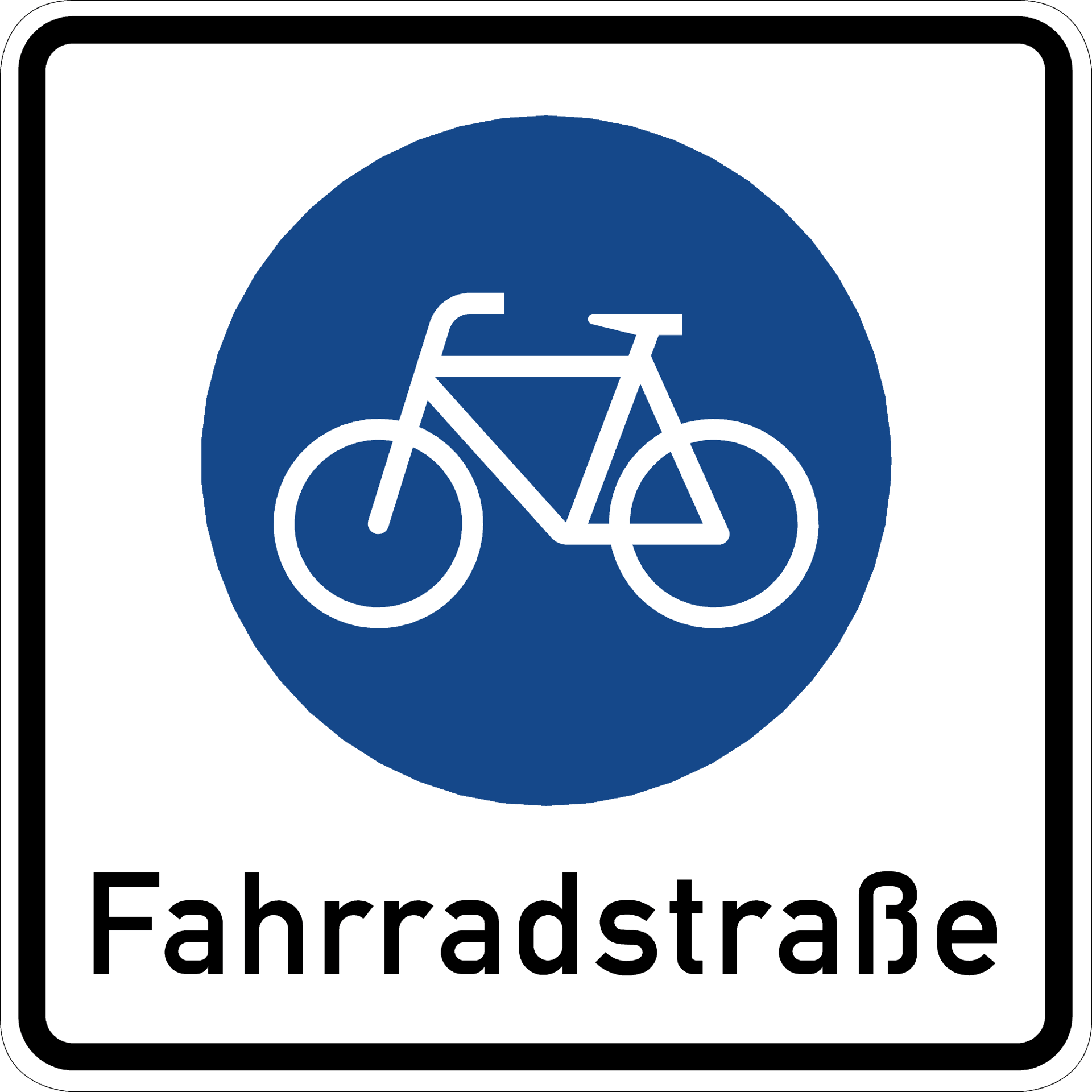 Beginn einer Fahrradstraße Eine Straße speziell für Radler oder Inline-Skater. Autos dürfen nur fahren, wenn das ausnahmsweise durch ein Zusatzschild erlaubt ist – aber maximal mit Tempo 30. Autofahrer müssen Rücksicht auf Fahrradfahrer nehmen. Diese dürfen nebeneinander fahren.