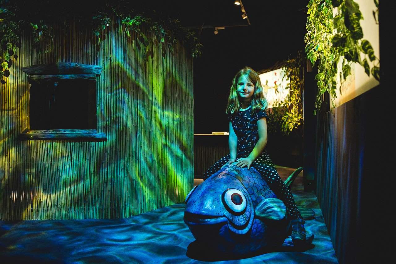 In der Welt des kleinen Wassermanns können die kleinen Besucher sogar auf einem Fisch reiten. Bildnachweis: Foto: Historisches Museum der Pfalz/Carolin Breckle