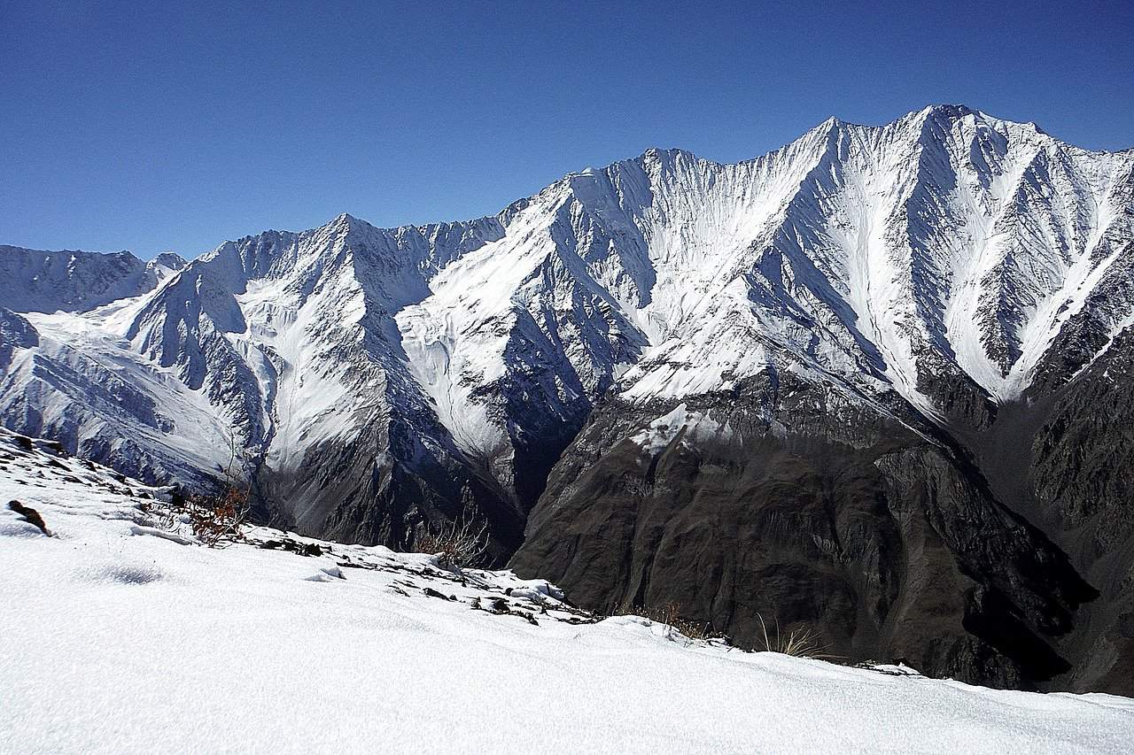Pamir Bartang Berge Schnee Himmel Top Landschaft
