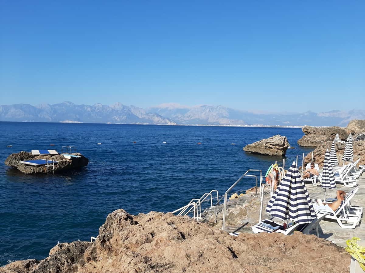 Antalya an der Türkischen Riviera. Küstenlandschaft am Hotel Marmara