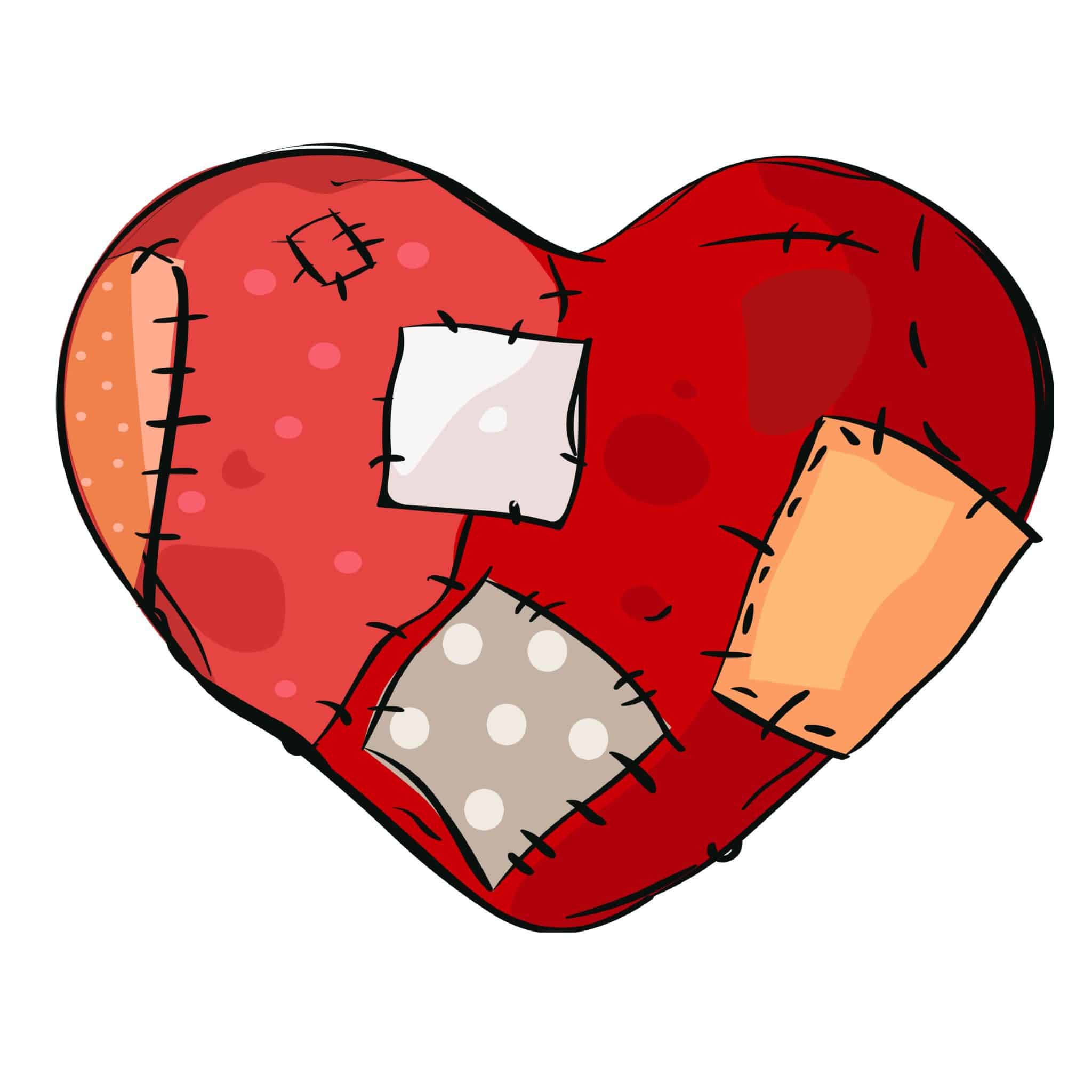 Narbenbildung bei Tattoo, ein herz, patches, narben