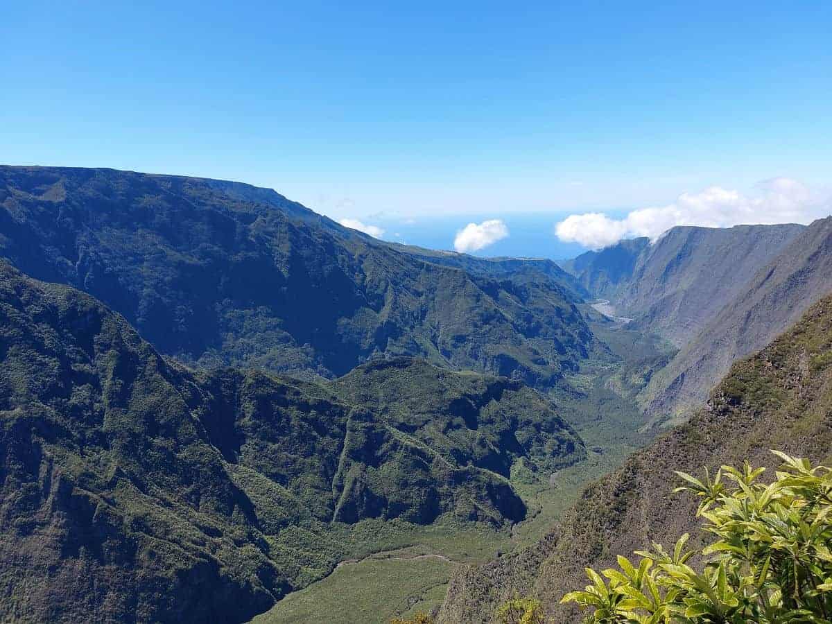 Blick auf das Tal des Flusses Rivière des Remparts