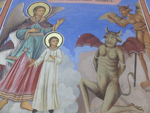 Engel und Teufel als wiederkehrendes Motiv der Fresken