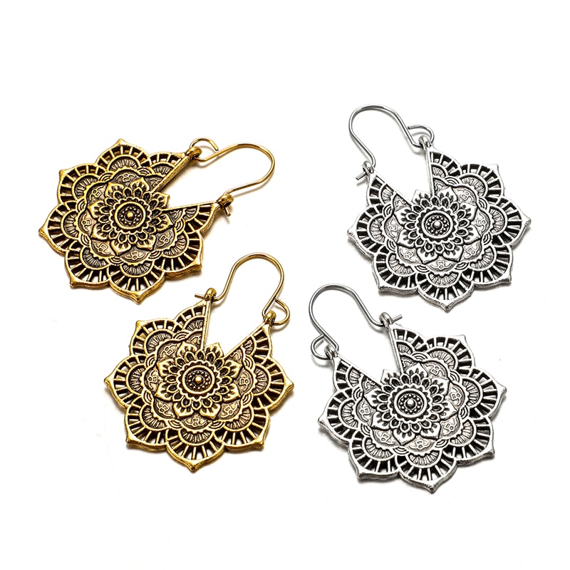 Boucle d'oreille pendante MANDALA ETHNIQUE argent pour femme – Image 5