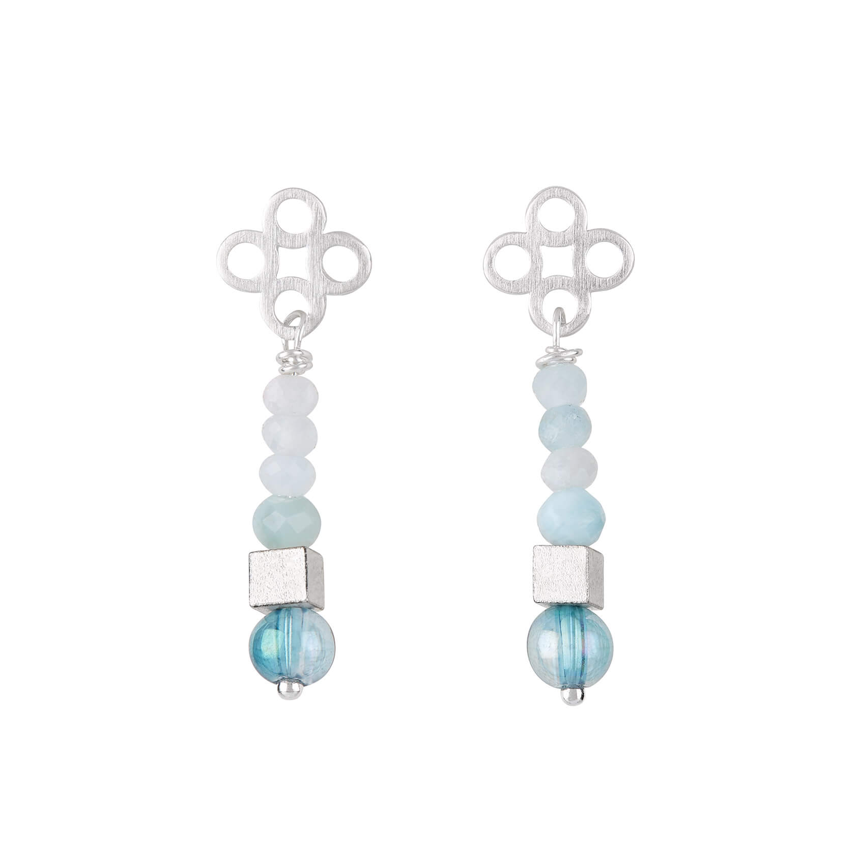 Pendientes de aguamarina, larimar y aqua aura