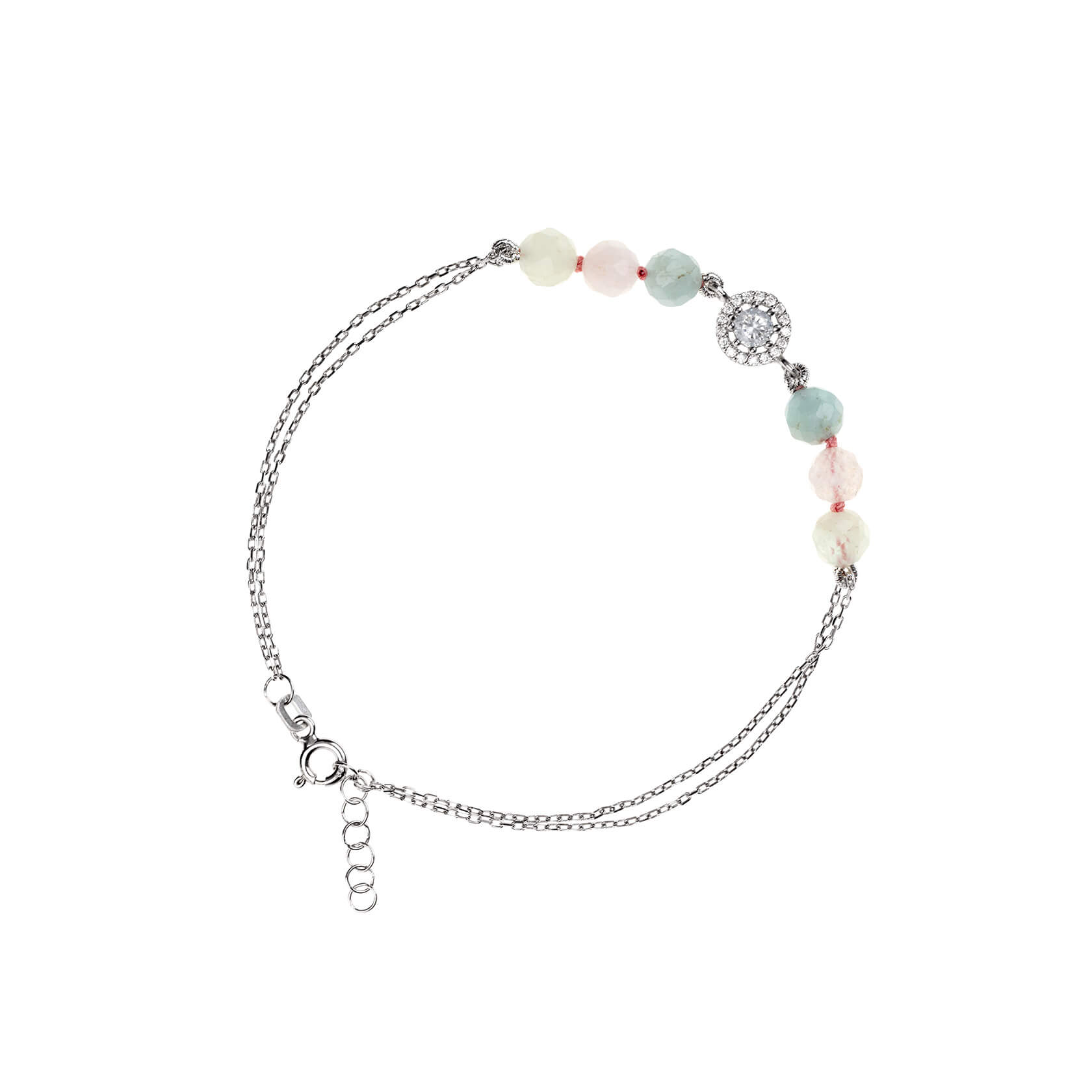 Pulsera cadena aguamarina morganita