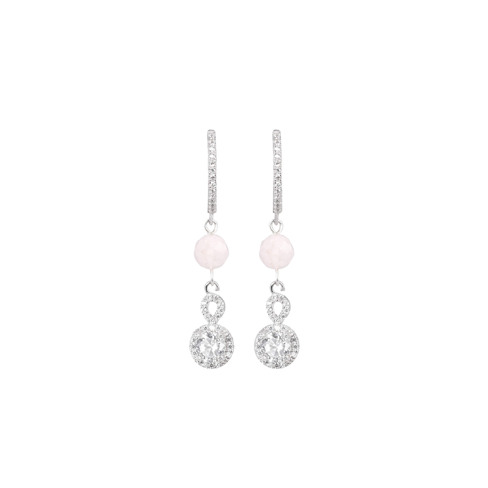 pendientes morganita y circonitas con plata