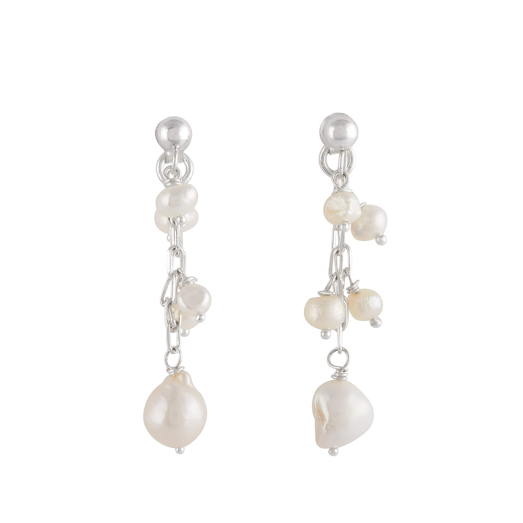 Pendientes de perla irregular y cadena