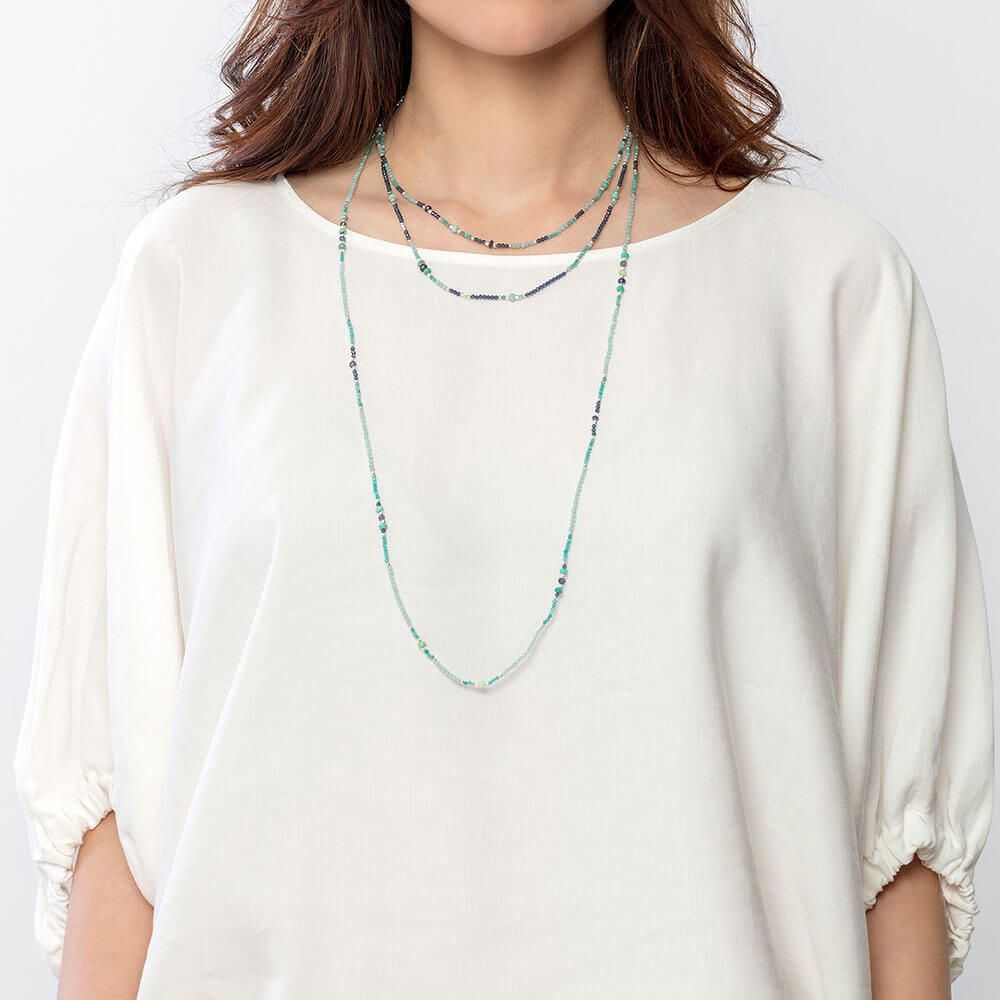 Amazonite and iolite long necklace marybola