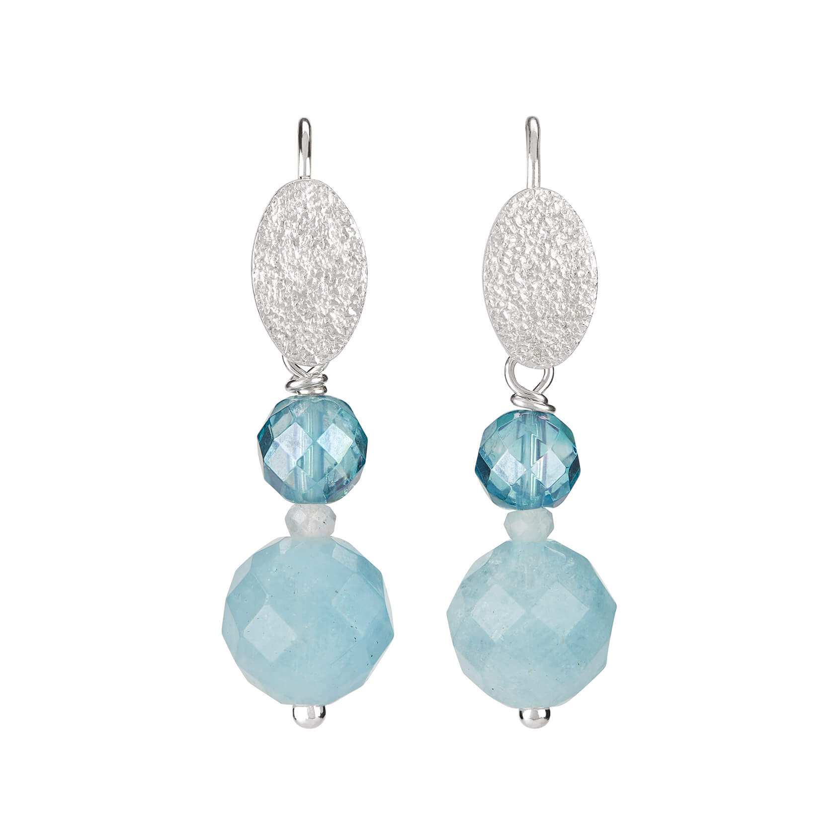 pendientes cortos de aguamarina y aqua aura