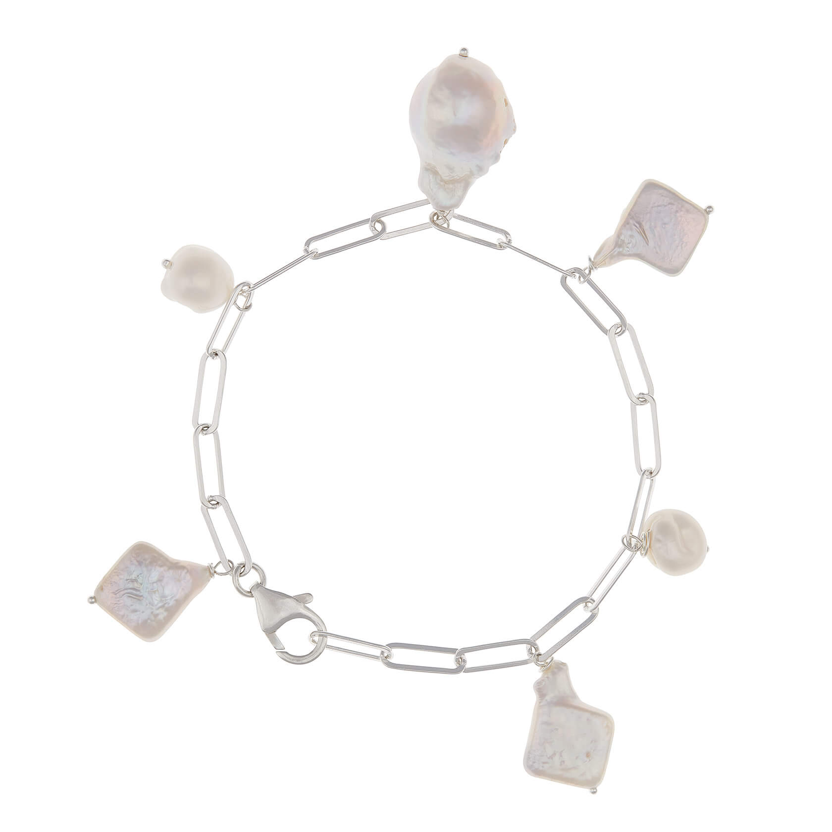 Pulsera de plata con colgantes de perla irregular