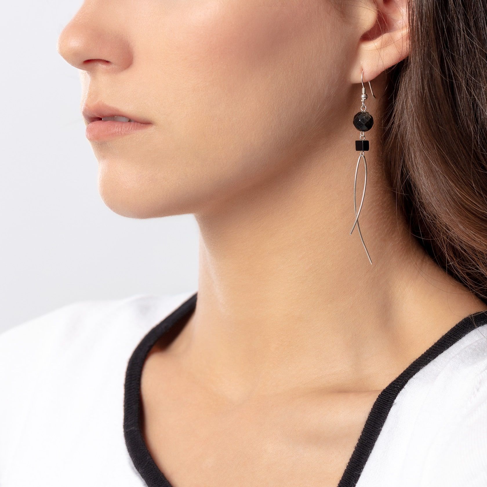 pendientes onix negro mujer