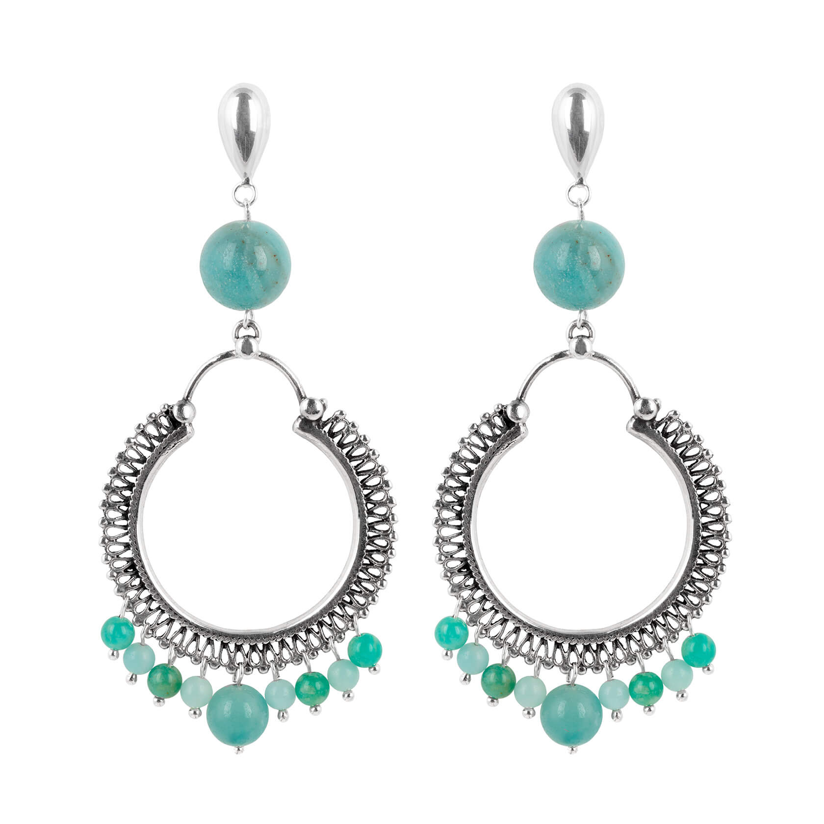 Hoop amazonite earrings