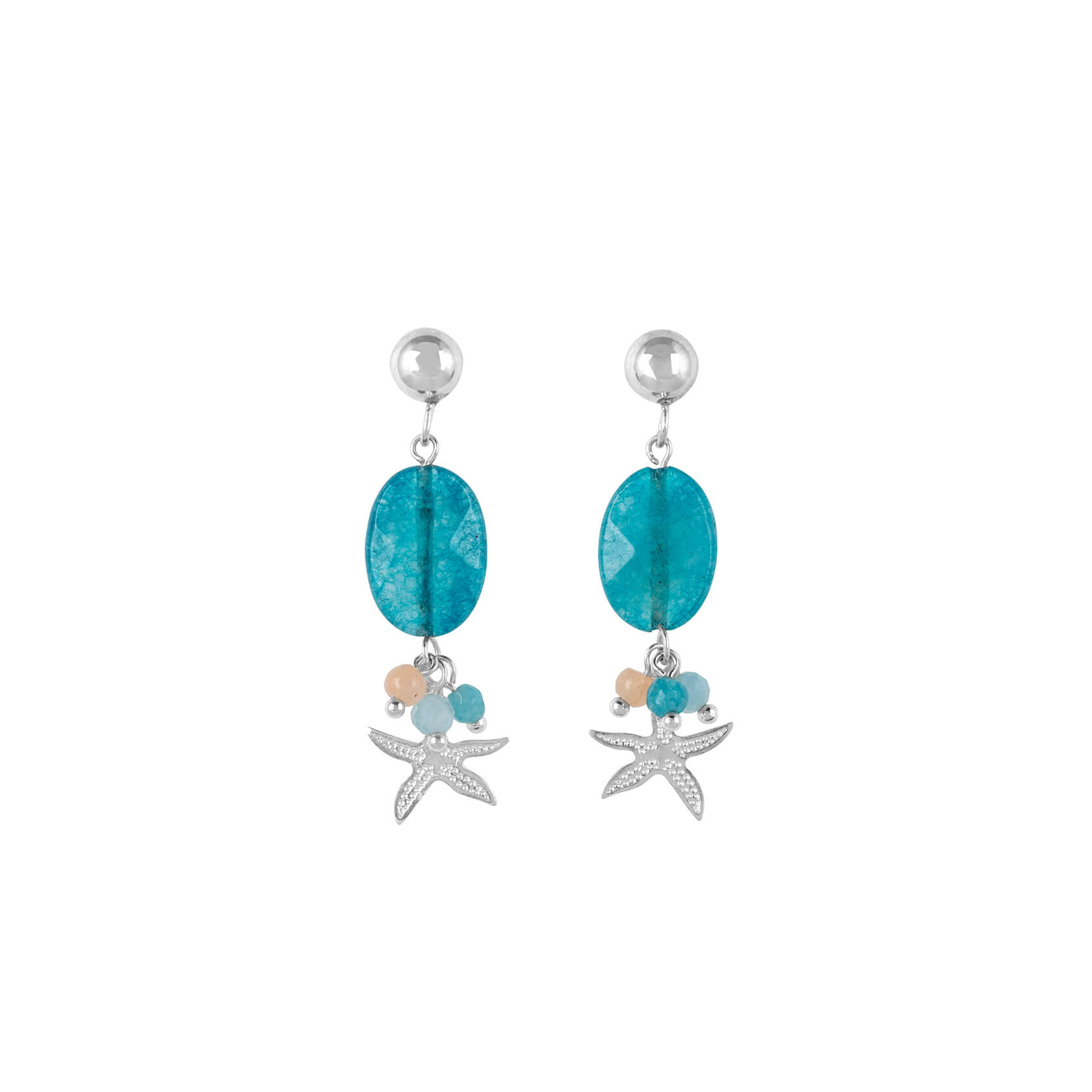 pendientes de cuarzo azul con estrella