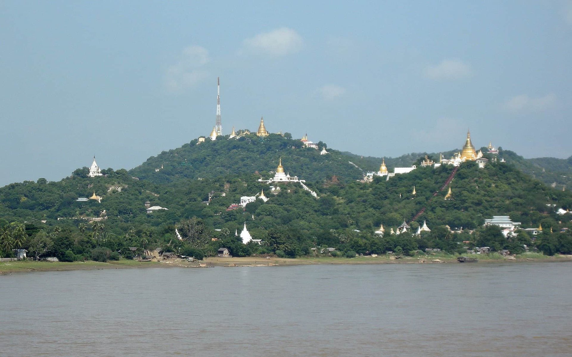 view of hillside temples in Sagaing