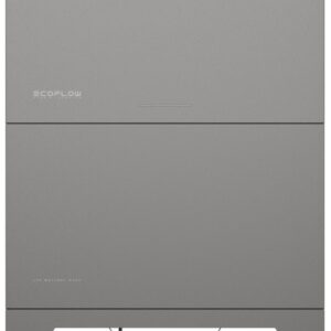 מערכת אנרגיה סולארית היברידית חד-פאזית 6KW עם סוללת ECOFLOW POWER OCEAN 5KWH וקיבולת פוטו-וולטאית 3300W, הכוללת יחידה אפורת ומסוגננת על רגליים מתכווננות, המיועדת לאחסון אנרגיה מתחדשת, ייצור אנרגיה סולארית יעיל ושילוב בתשתית בת-קיימא.