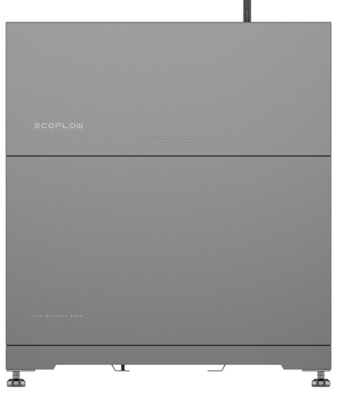 מערכת אנרגיה סולארית היברידית חד-פאזית 6KW עם סוללת ECOFLOW POWER OCEAN 5KWH וקיבולת פוטו-וולטאית 3300W, הכוללת יחידה אפורת ומסוגננת על רגליים מתכווננות, המיועדת לאחסון אנרגיה מתחדשת, ייצור אנרגיה סולארית יעיל ושילוב בתשתית בת-קיימא.