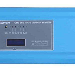 ממיר מתח מכני 2000W 12V קומבי משולב מטען מצברים בצבע כחול – מתאים למערכות אנרגיה סולארית וטכנולוגיות פוטו-וולטאיות בקרוואנים, כולל פאנל בקרה, נורות חי וטרמינלי כניסה/יציאה לאספקת חשמל מתקני אנרגיה מתחדשת.