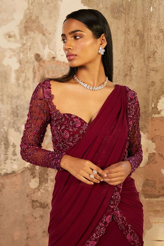 Net Sari in Lehenga Choli Style